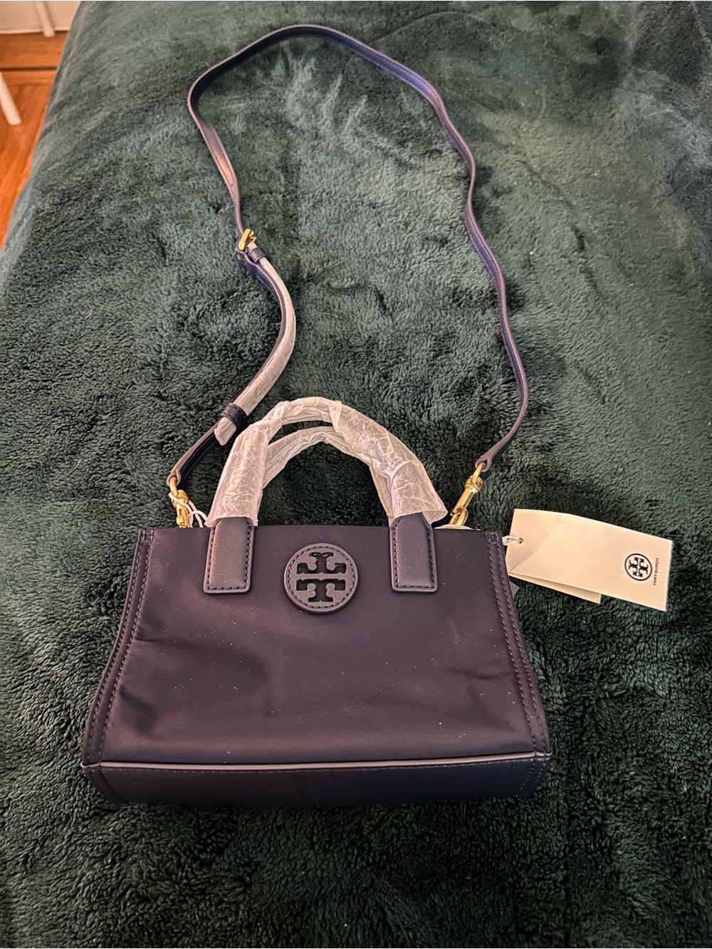 NWT Tory Burch Ella Nylon Mini Tote Crossbody Bag – Tory Navy